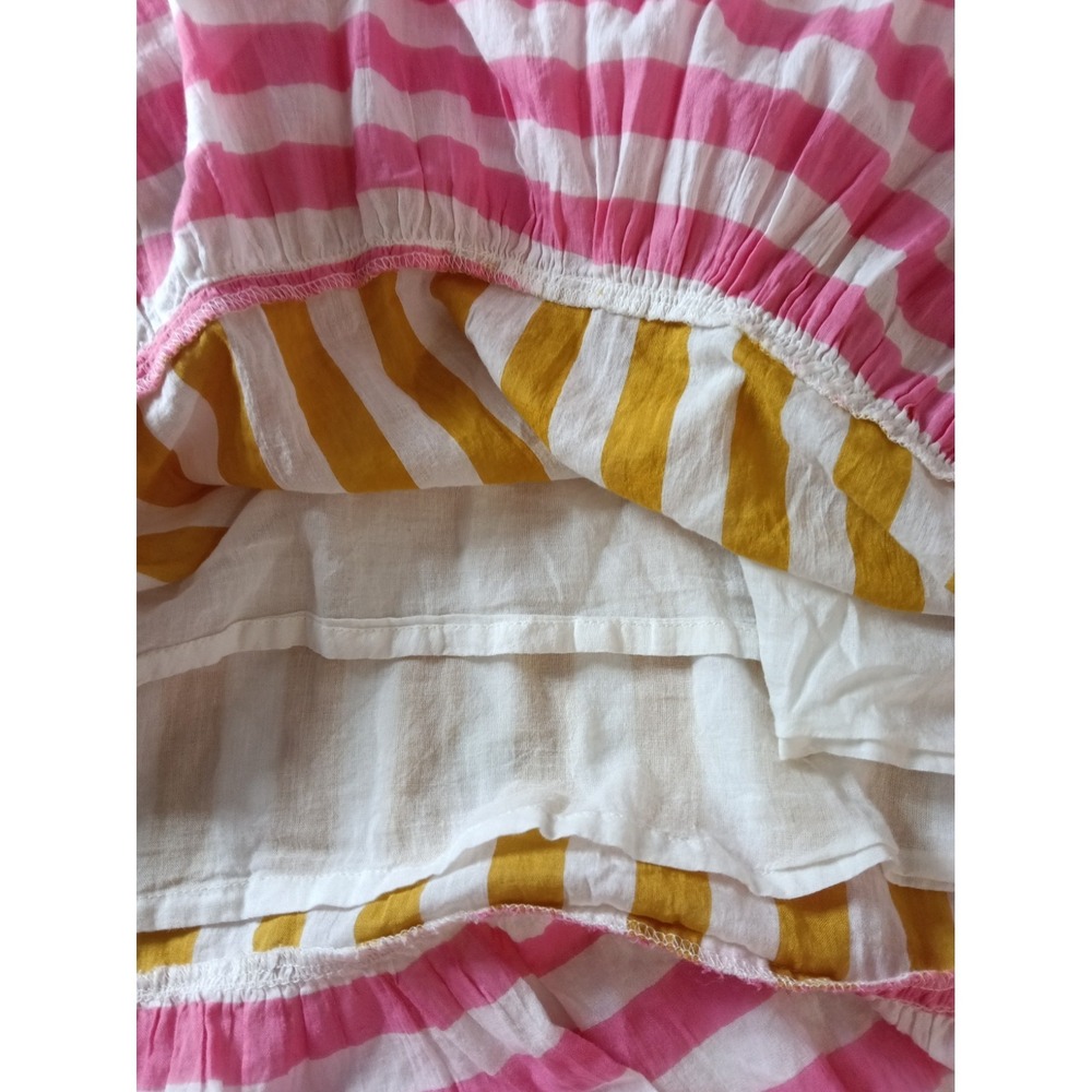 Sunshine Tienda Pink Yellow striped 3/4 Resort Tropical Beach S maxi dress - Picture 8 of 12